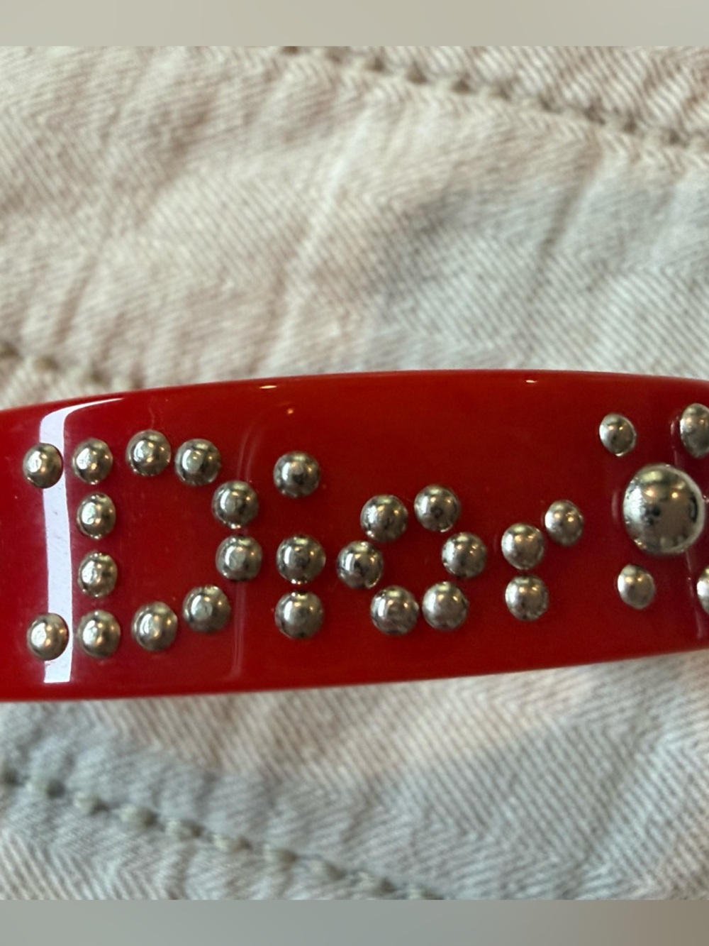 Dior Red Studded Resin Cuff Bracelet - Vintage - Picture 2 of 6